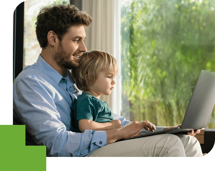 Parent et enfant entrain de prendre un rendez-vous ophtalmologique à Liège au centre neovision