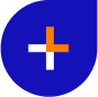 pictogramme bleu et orange signe positif