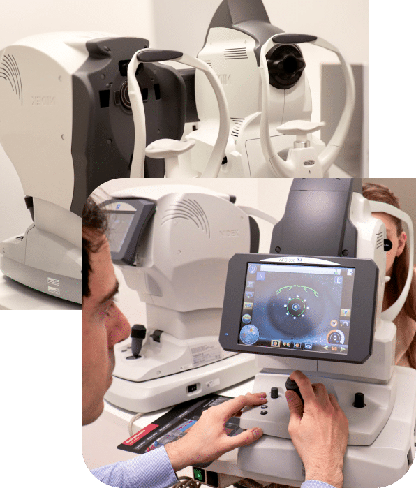 Le Docteur Chapelle (ophtalmologiste à Liège & au Luxembroug) réalisant un bilan complet pour la vue